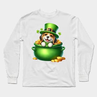 St Patricks Day Beagle Dog Long Sleeve T-Shirt